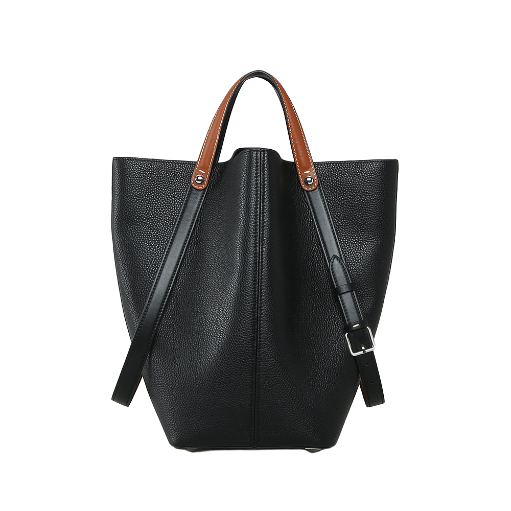 Large Capacity Leather Commuter Bucket Bag