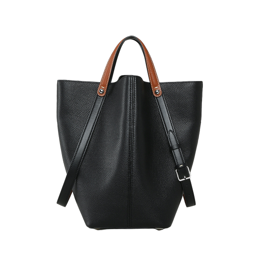 Large Capacity Leather Commuter Bucket Bag