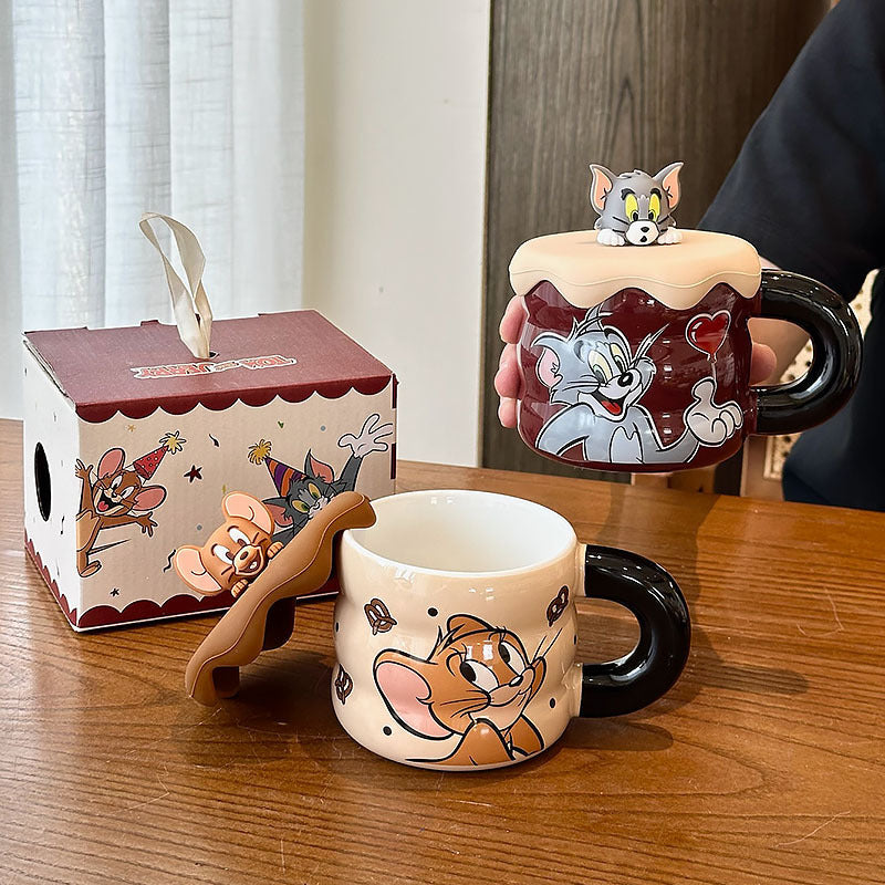 Tom & Jerry Figurine Lid Ceramic Mug Collection