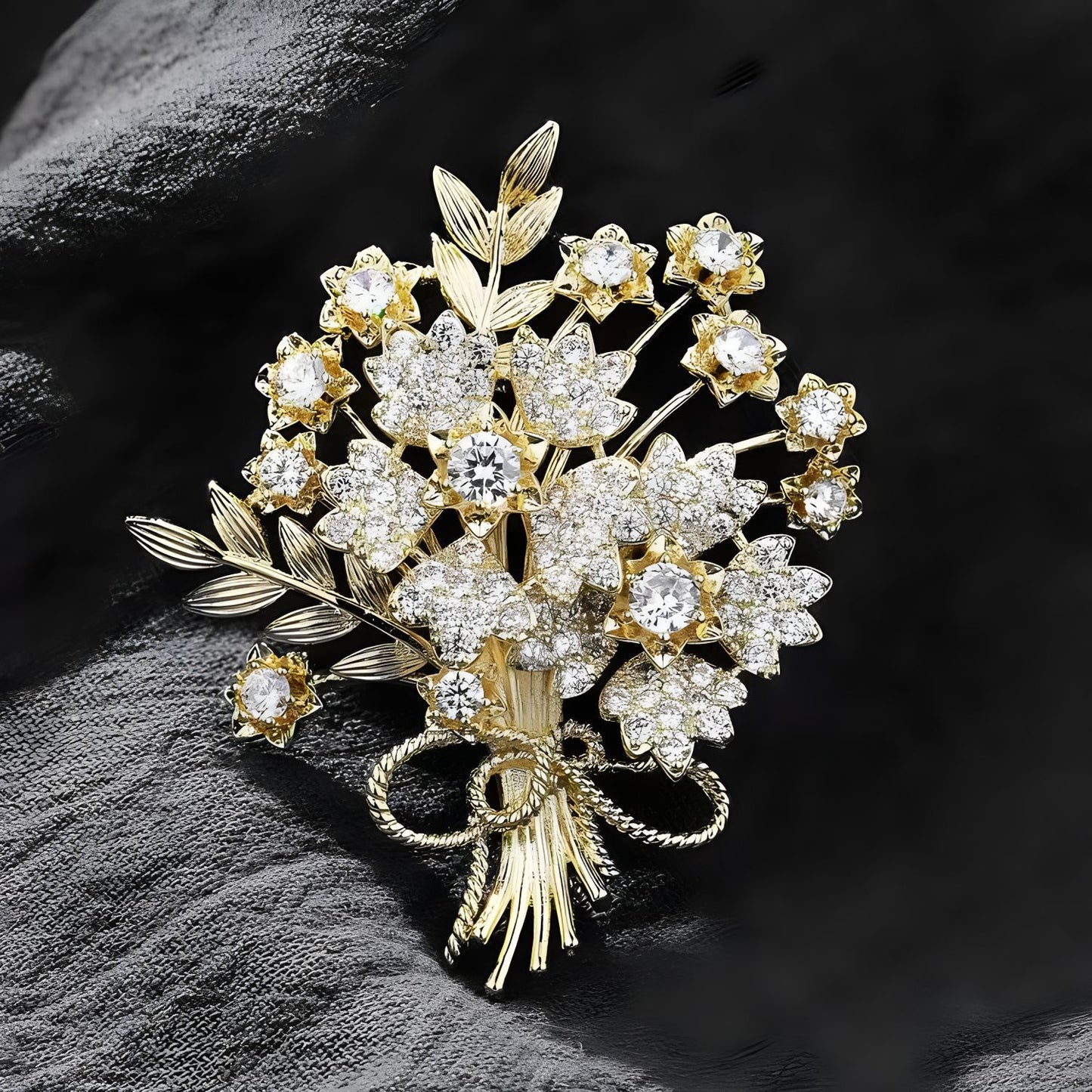The Crystal Posy | Regal Gold Brooch