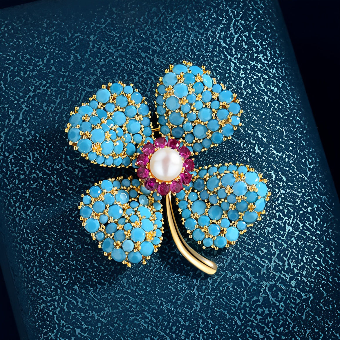 The Lumière Clover | Luxe Floral Gemstone Brooch