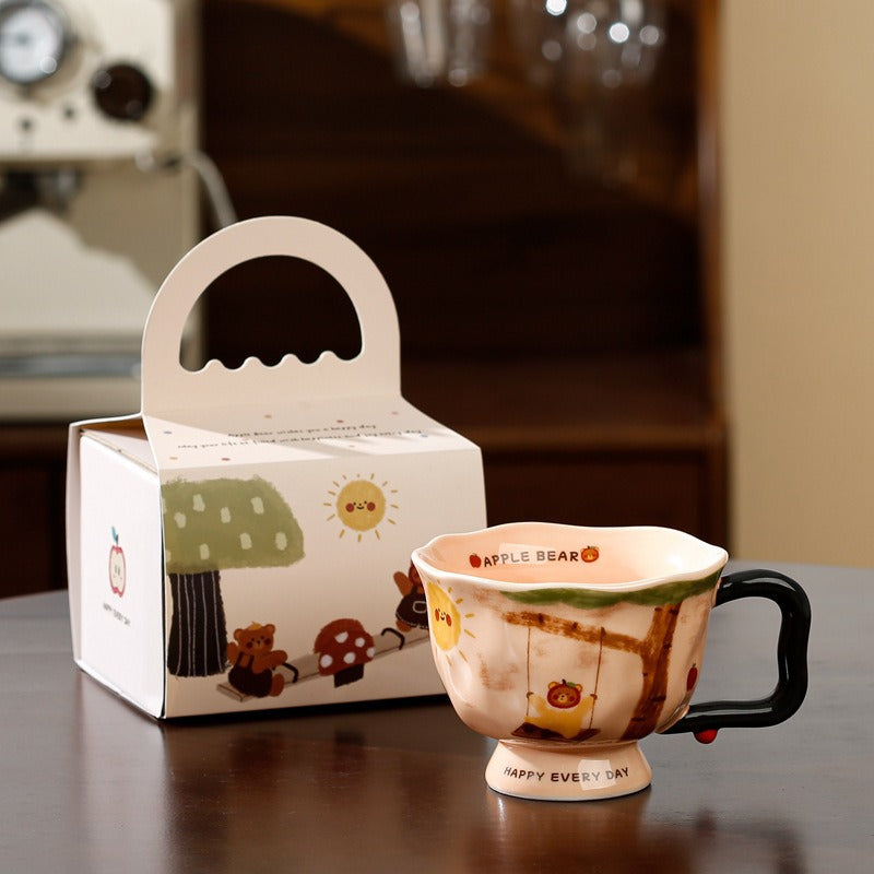 Apple Bear Playground Hand-Painted Ceramic Mug Collection