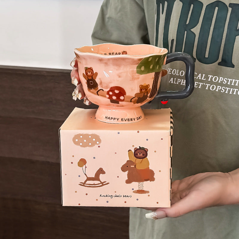 Apple Bear Playground Hand-Painted Ceramic Mug Collection
