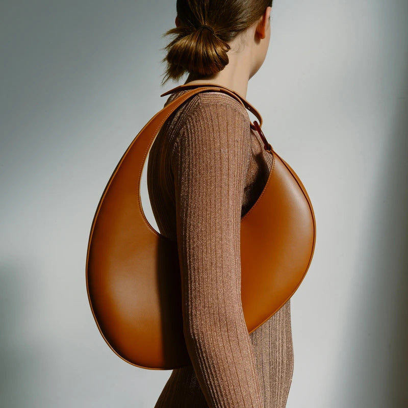 Oval Leather Shoulder Bag