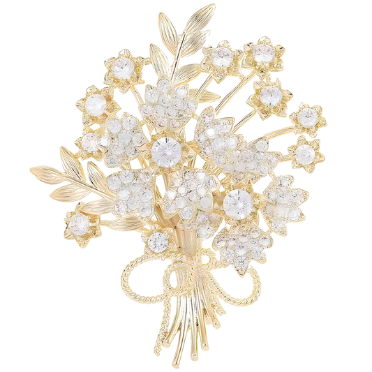 The Crystal Posy | Regal Gold Brooch