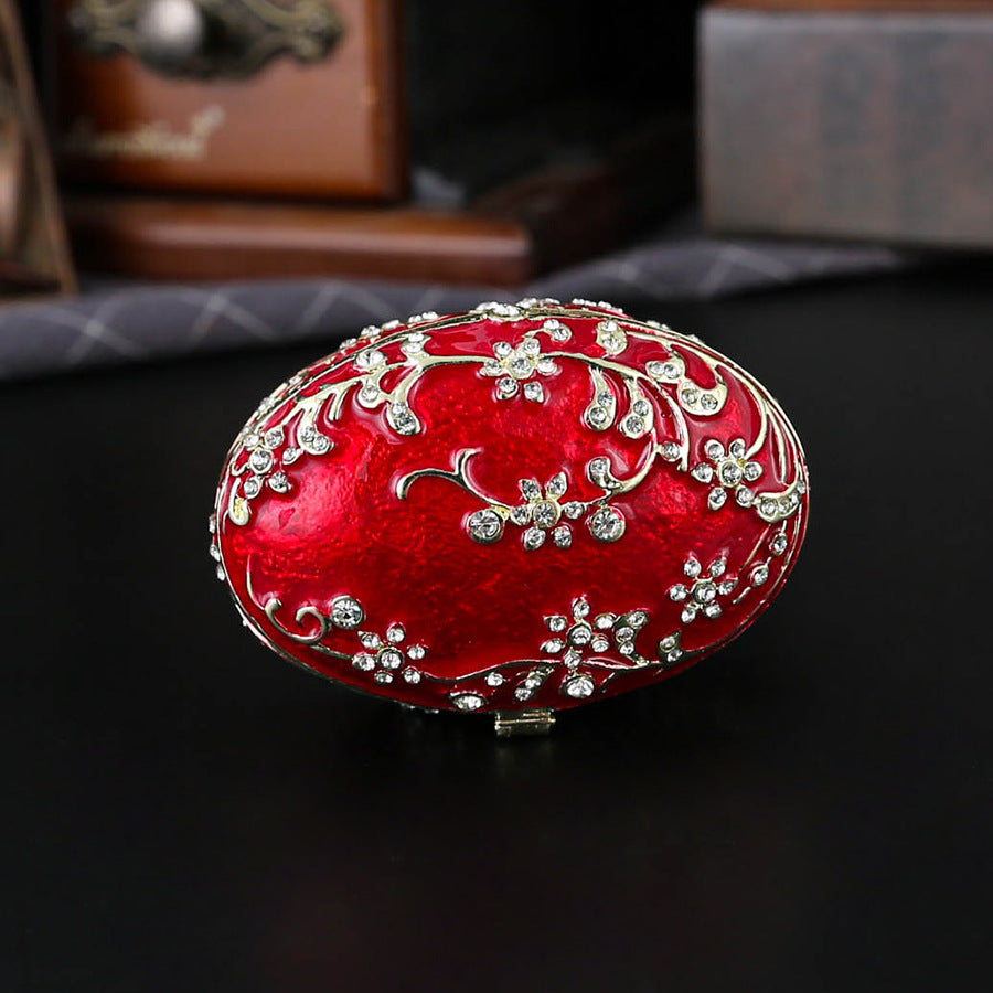 Oriental Blossom Enameled Oval Jewelry Casket