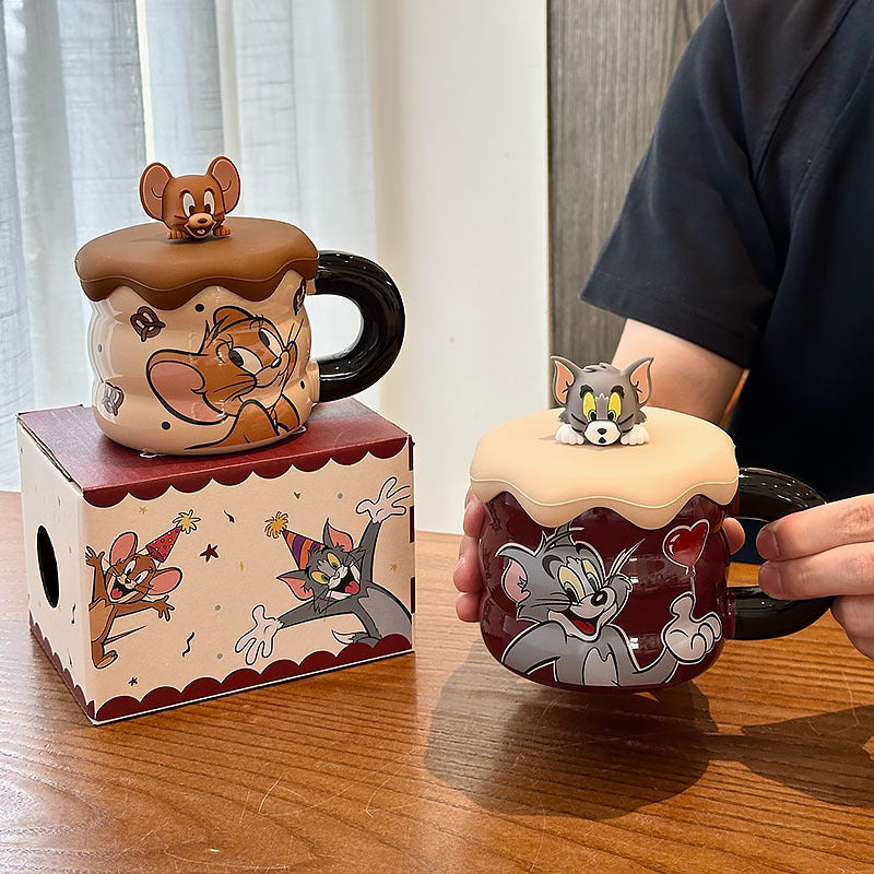 Tom & Jerry Figurine Lid Ceramic Mug Collection