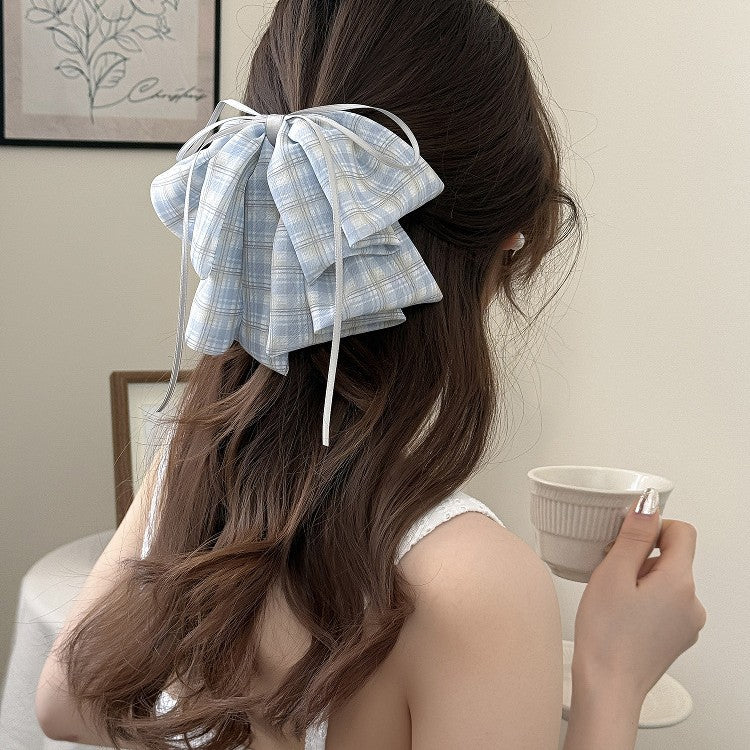 Plaid Ribbon Bow Clip