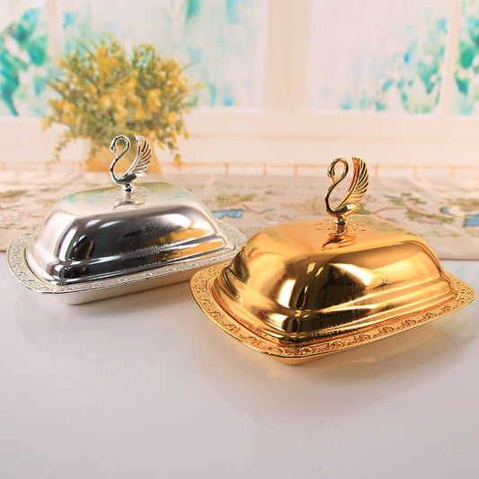 Regal Swan-Topped Covered Serving Dish