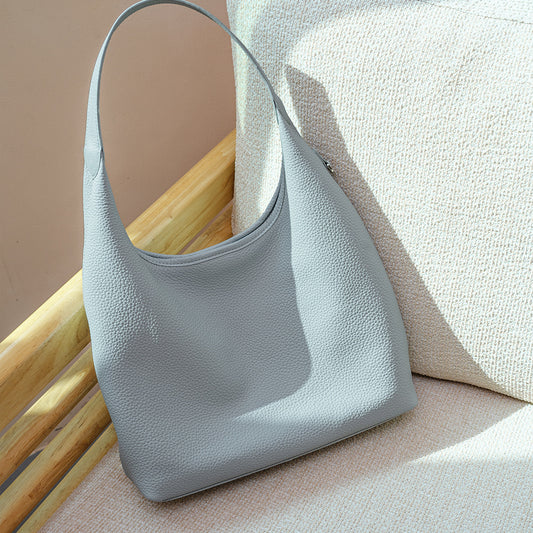 Understated Luxury Pebbled Leather Hobo Tote