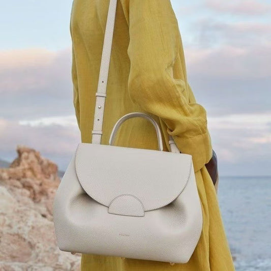 Soft Pleat Grained Leather Tote