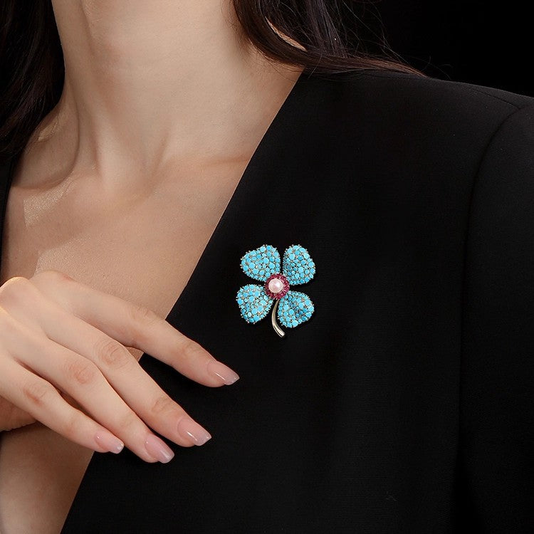The Lumière Clover | Luxe Floral Gemstone Brooch