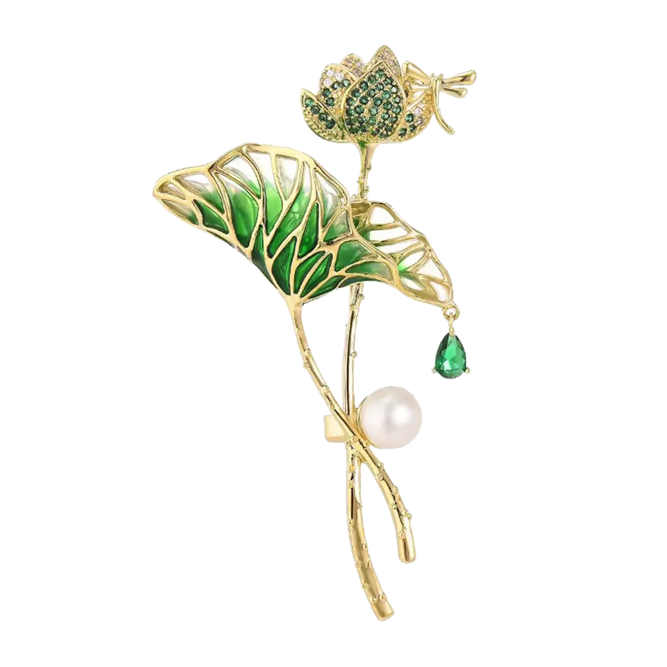 The Enamel Lotus | Chinese Artistry Brooch