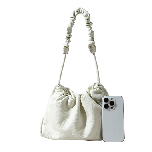Genuine Leather Cloud Drawstring Shoulder Bag