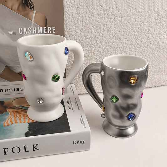 Gem Party Inlaid Rhinestone Ceramic Mug Collection