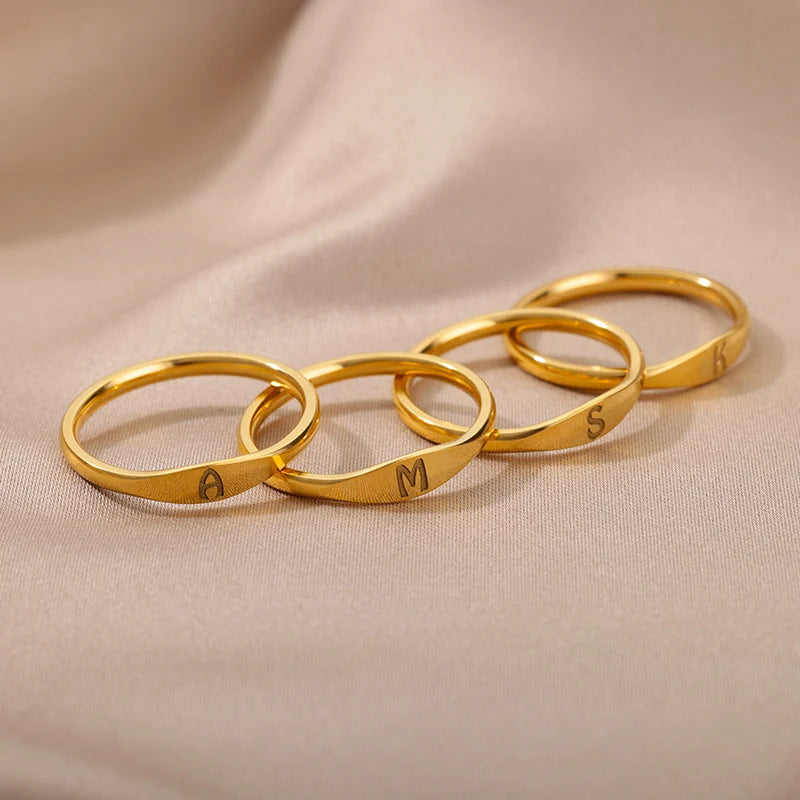 The Silent Lexicon | Sculpted Initial Stacking Ring