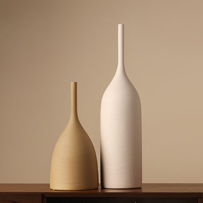 Kora Ribbed Artisanal Ceramic Vase Collection