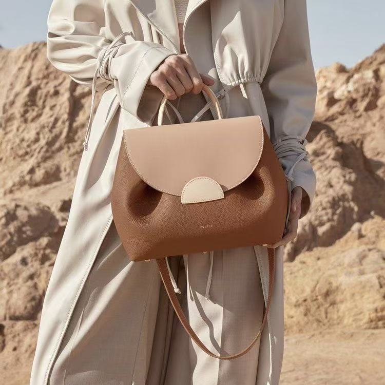 Soft Pleat Grained Leather Tote