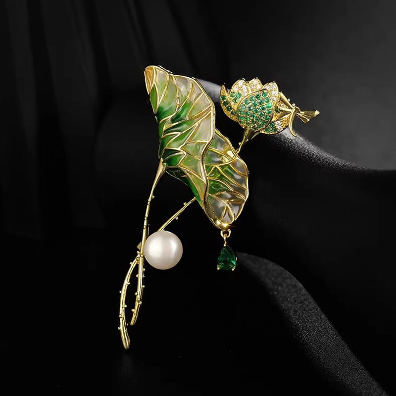 The Enamel Lotus | Chinese Artistry Brooch