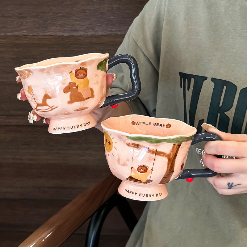 Apple Bear Playground Hand-Painted Ceramic Mug Collection