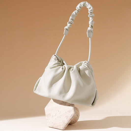 Genuine Leather Cloud Drawstring Shoulder Bag