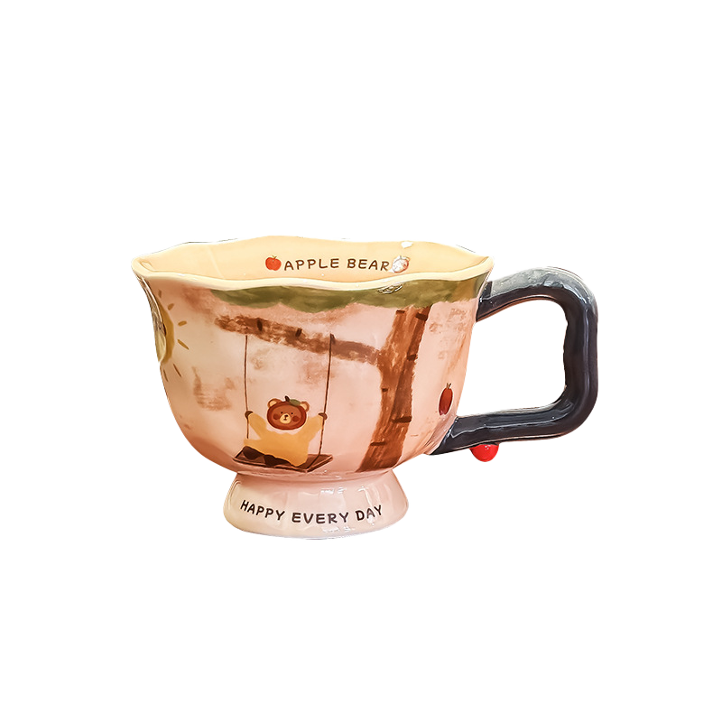 Apple Bear Playground Hand-Painted Ceramic Mug Collection