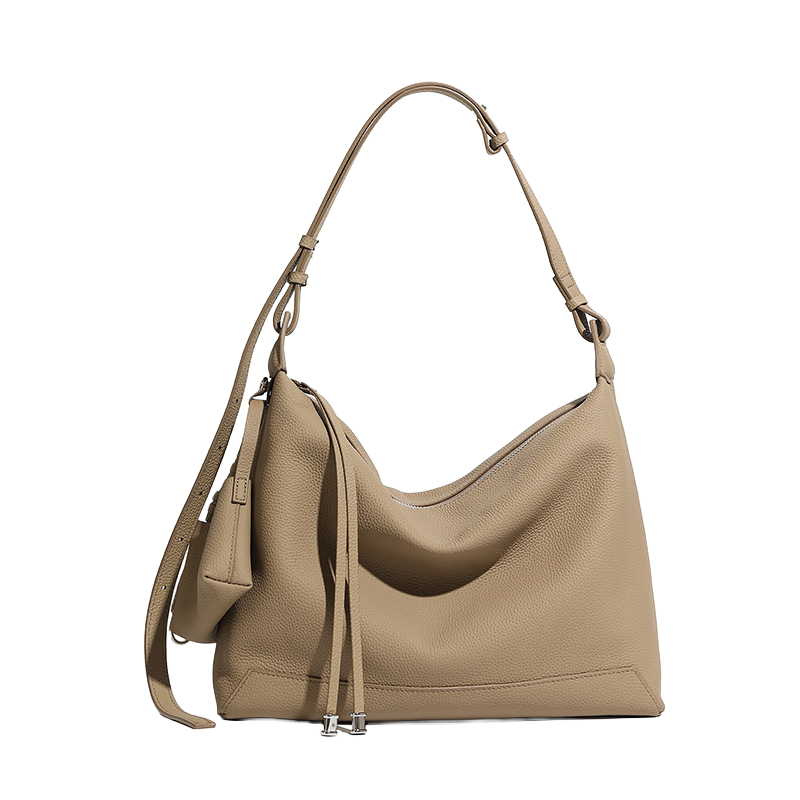 Drawstring Leather Commuter Tote