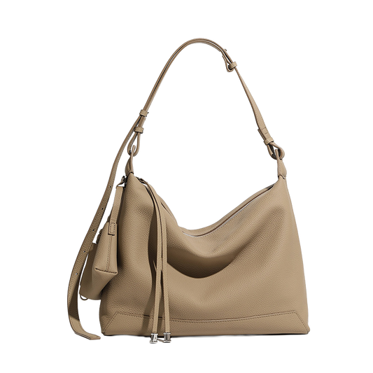 Drawstring Leather Commuter Tote