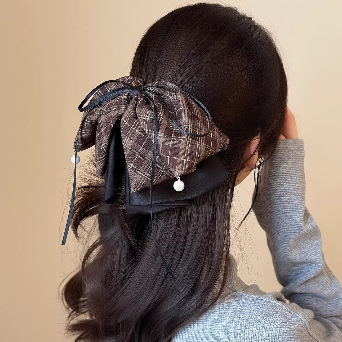 Plaid Ribbon Bow Clip