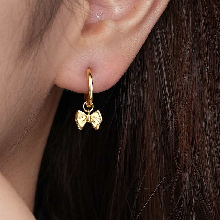 The Silk Ribbon | Mini Bow Huggie Hoops