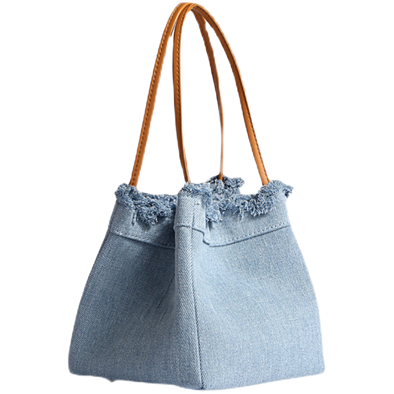 Frayed Denim Open Bag