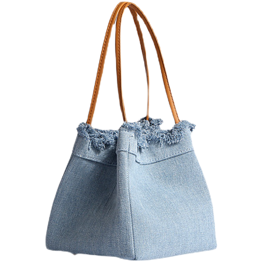 Frayed Denim Open Bag