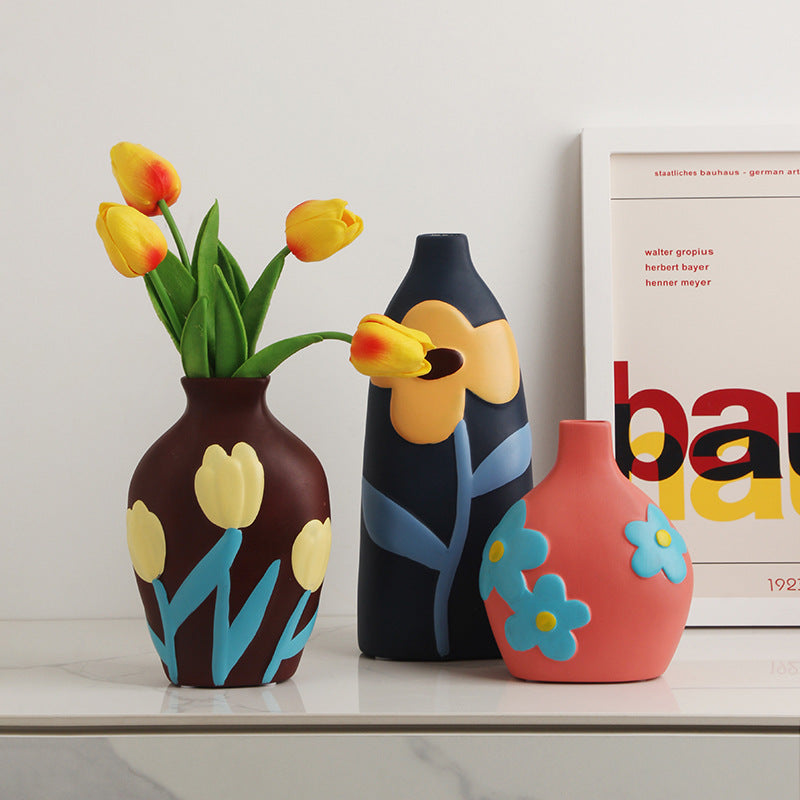 Elowen Painted Floral Ceramic Vase Collection