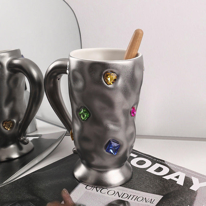 Gem Party Inlaid Rhinestone Ceramic Mug Collection