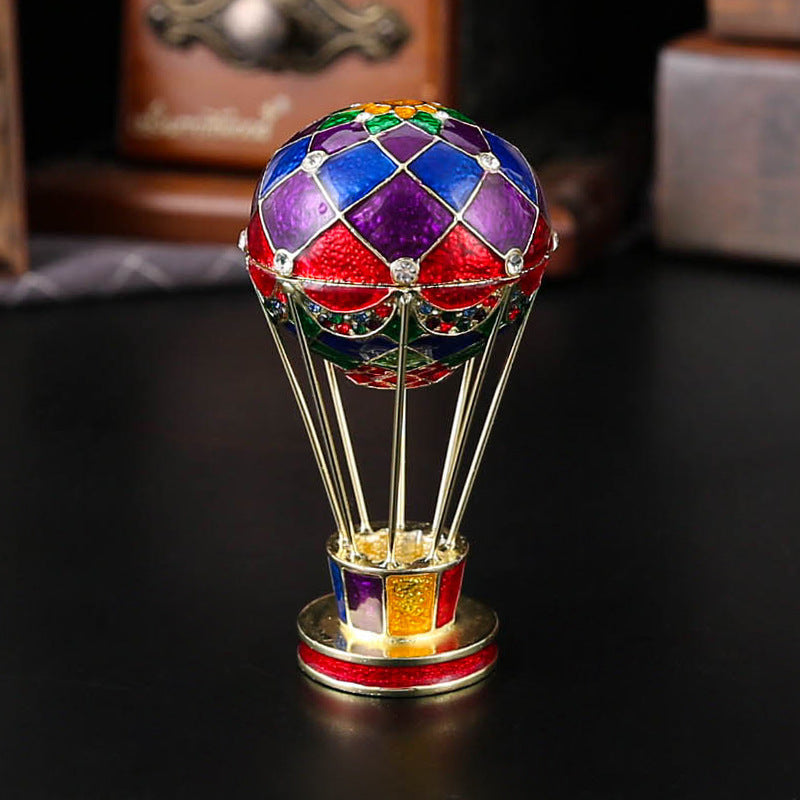 Vibrant Mosaic Hot Air Balloon Trinket Box