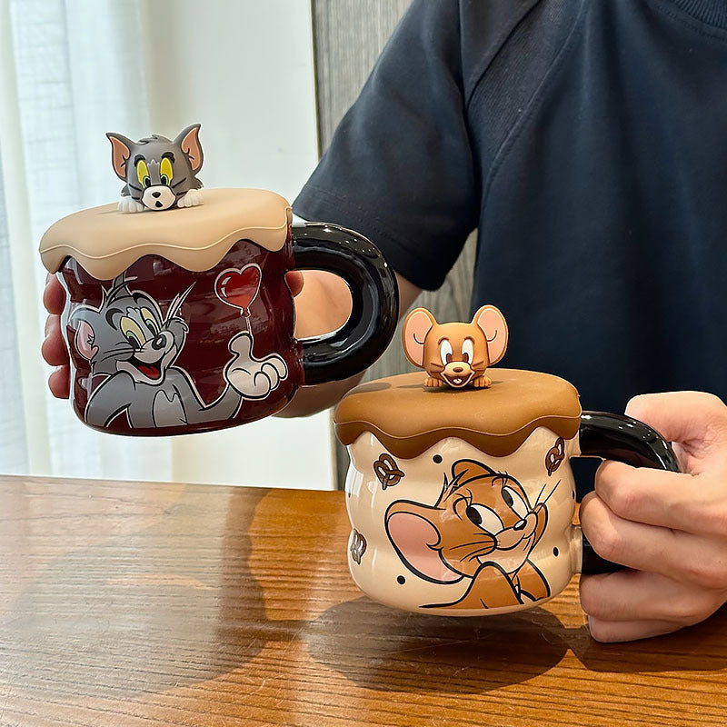 Tom & Jerry Figurine Lid Ceramic Mug Collection