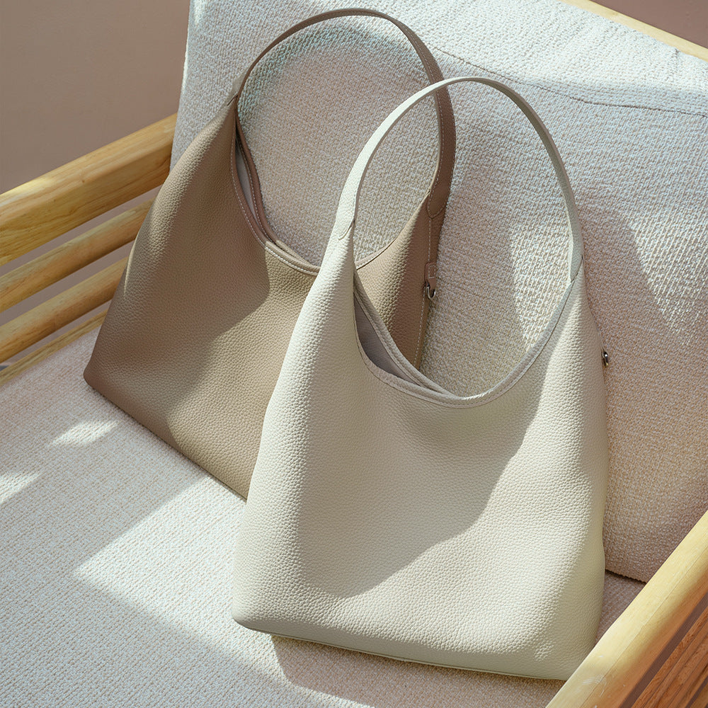 Understated Luxury Pebbled Leather Hobo Tote