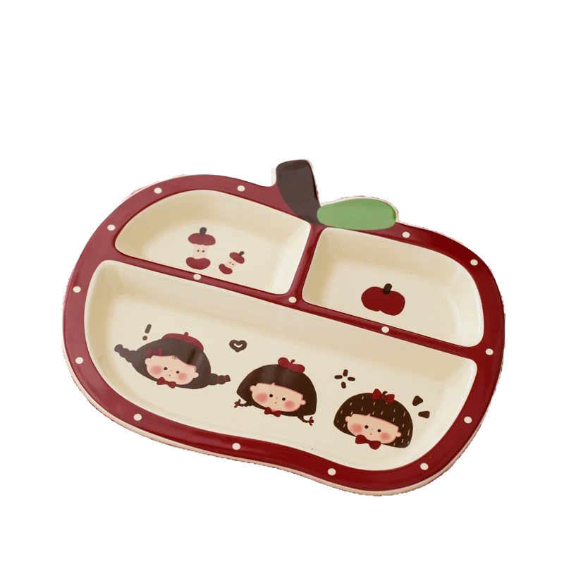 Cute Fruit-Shaped 3-Compartment Ceramic Divided Plate Collection
