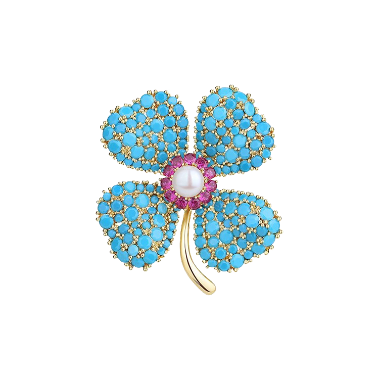 The Lumière Clover | Luxe Floral Gemstone Brooch