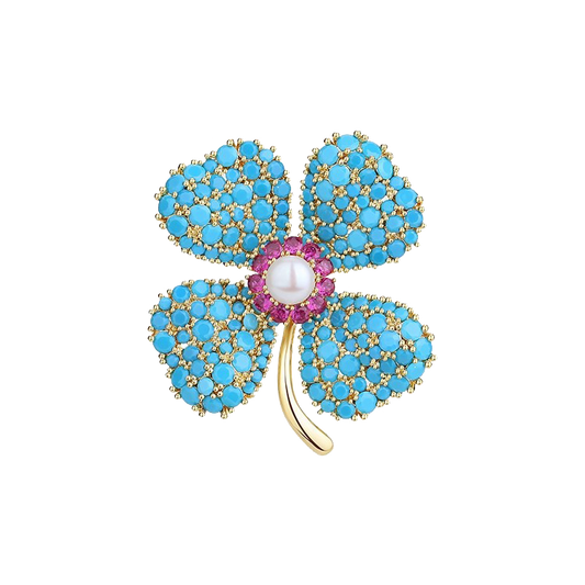 The Lumière Clover | Luxe Floral Gemstone Brooch