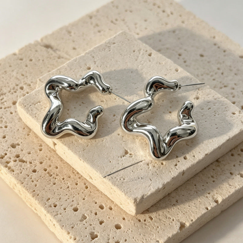 Fluid Wave Sculptural Hoop Earrings Collection