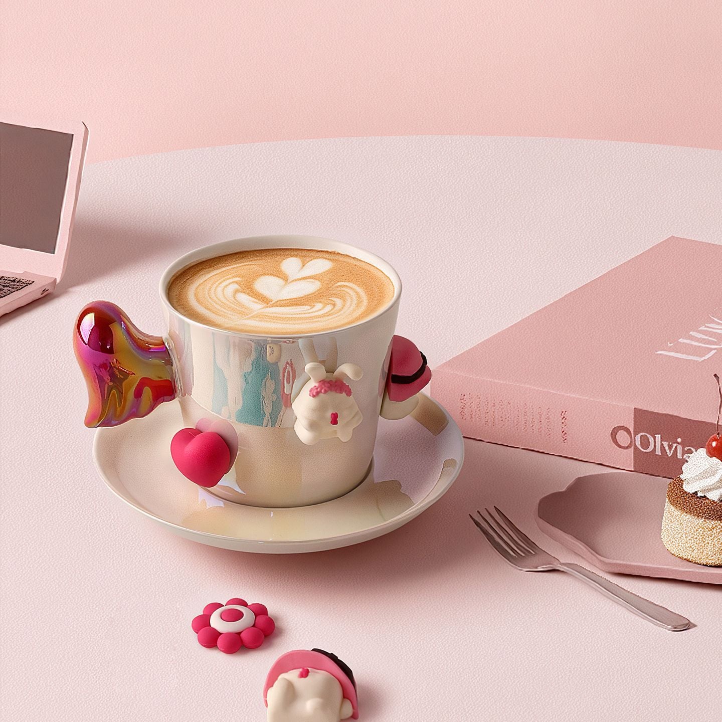 Cupid Bunny Magnetic Accent Mug & Saucer Set
