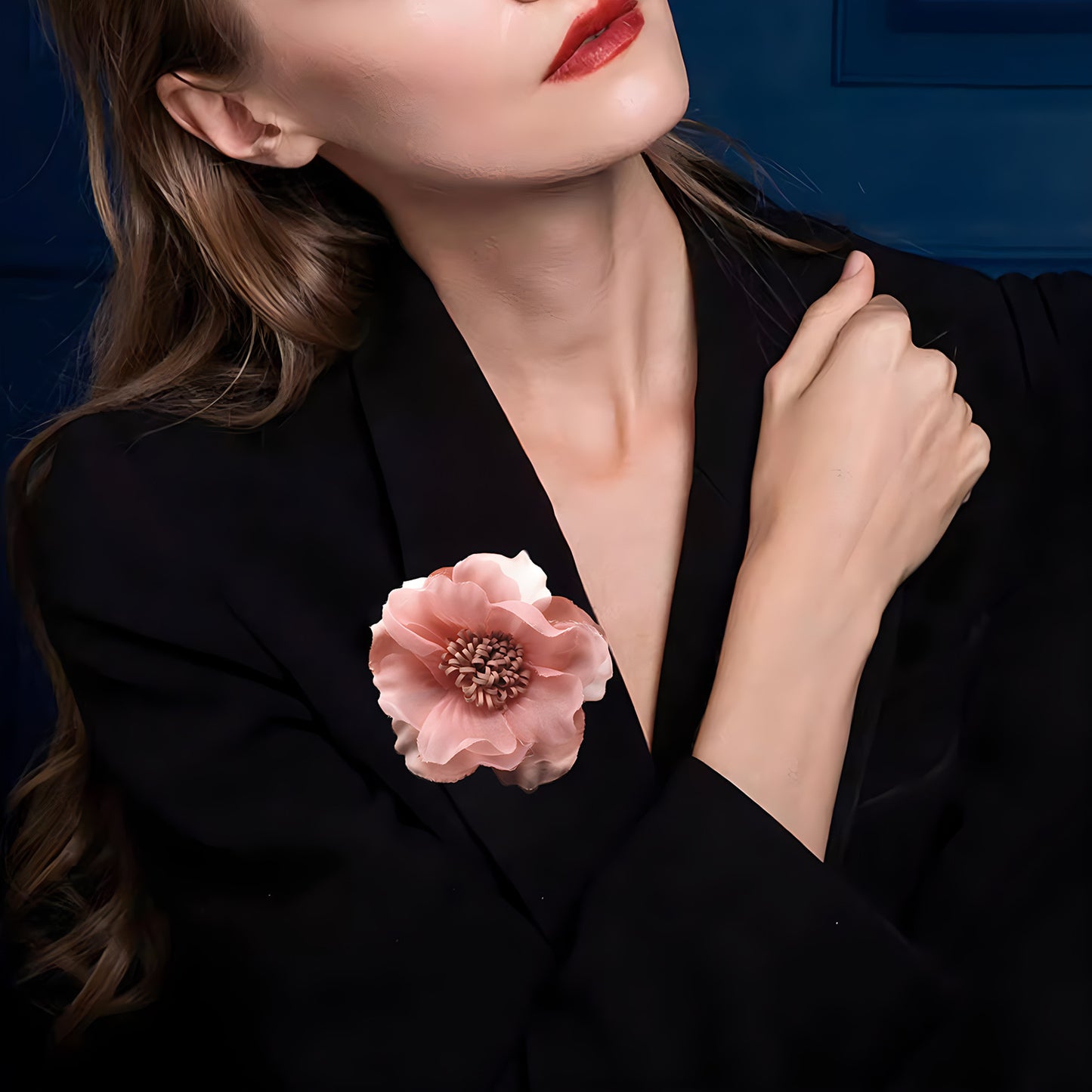 Sheer Fabric Flower Suit Brooch Pin