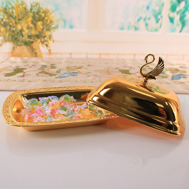 Regal Swan-Topped Covered Serving Dish