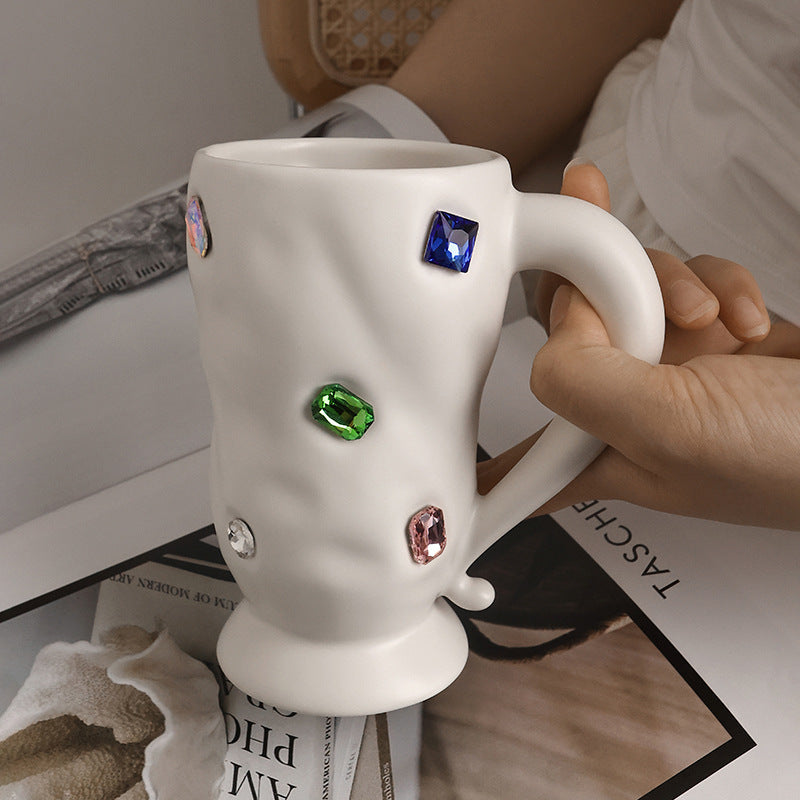 Gem Party Inlaid Rhinestone Ceramic Mug Collection