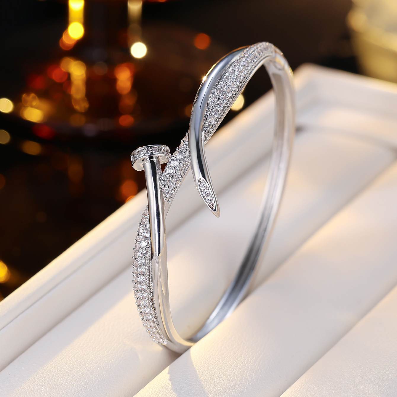 The Modern Twist | Pave Nail Bangle
