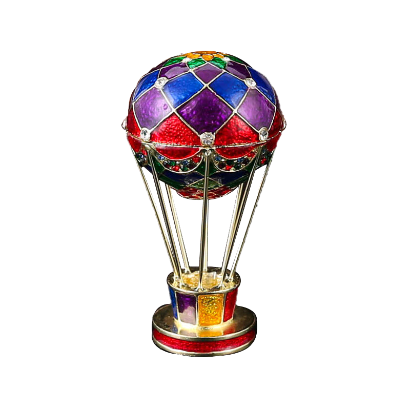 Vibrant Mosaic Hot Air Balloon Trinket Box