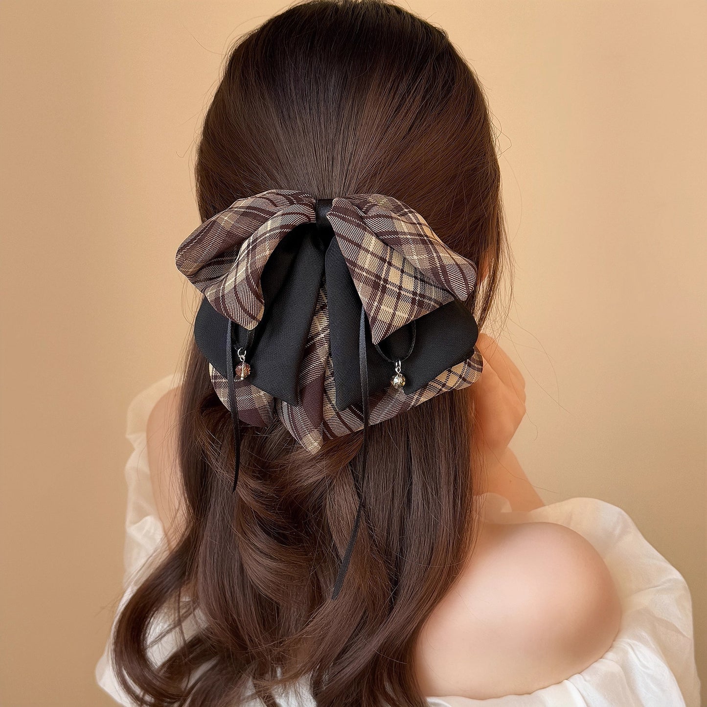 Plaid Ribbon Bow Clip