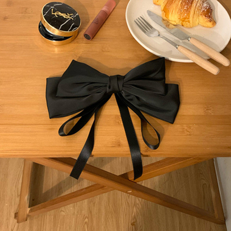 Satin Bow Streamer Barrette