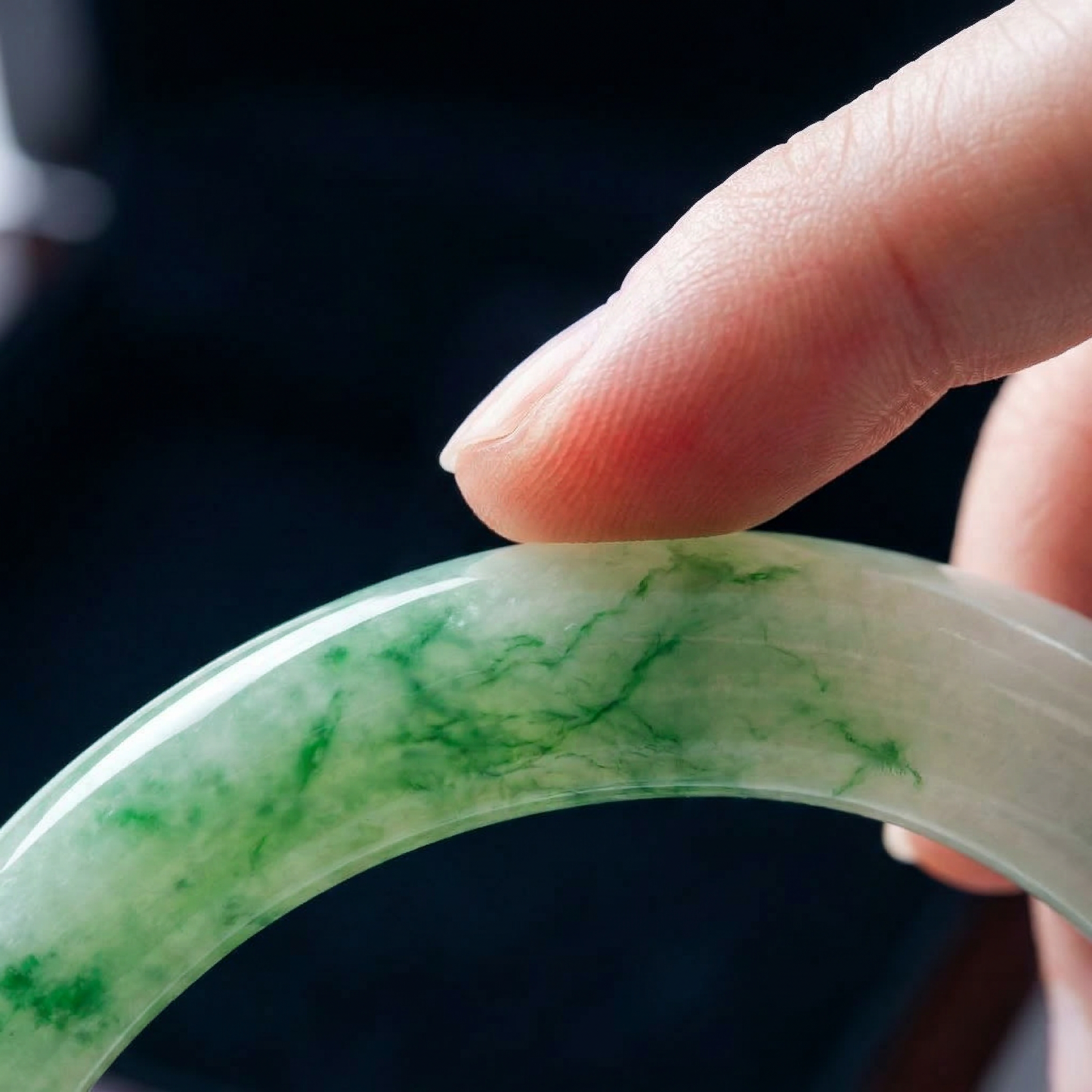 The Ethereal Spring | Vivid Green-Splash Jade Bangle